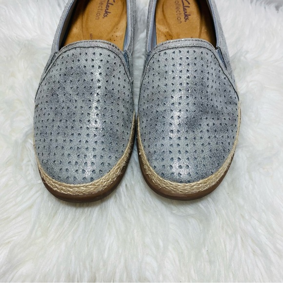 Clarks Elaina Gray Espadrille Slip-On Espadrille Shoes Sz-10 - Picture 2 of 5